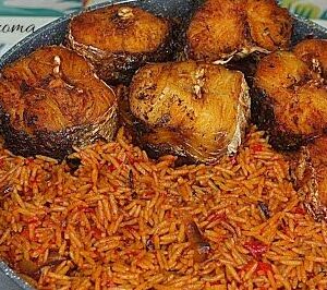 jollof rice with melusa fish