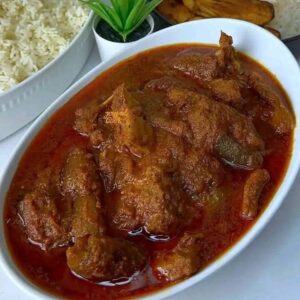 rice with stewed goat meat