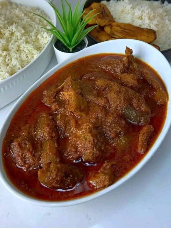 rice with stewed goat meat